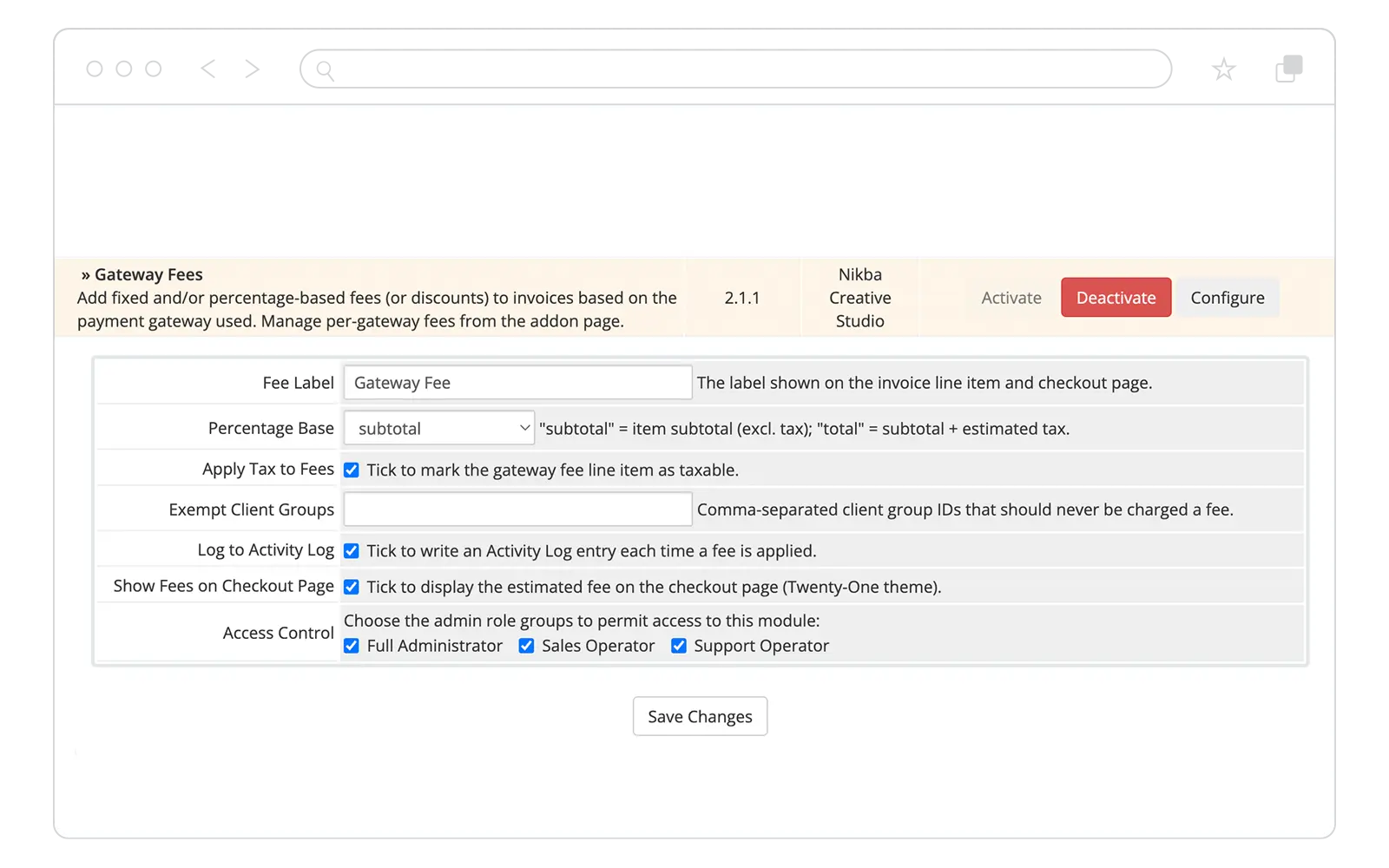 Admin interface