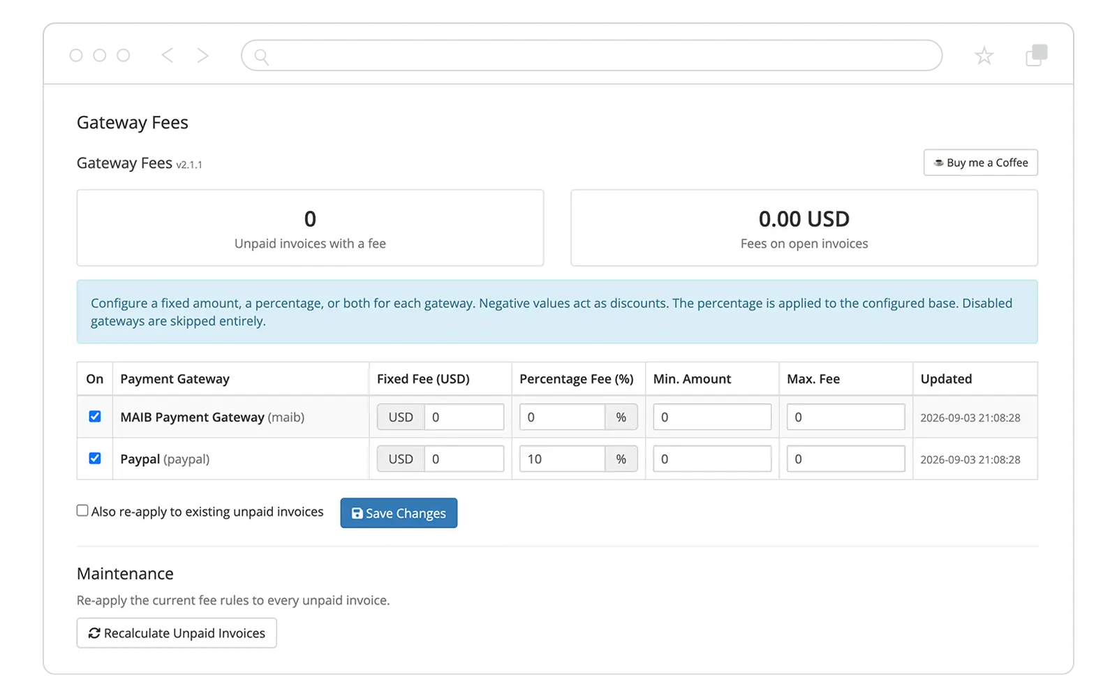 Admin interface