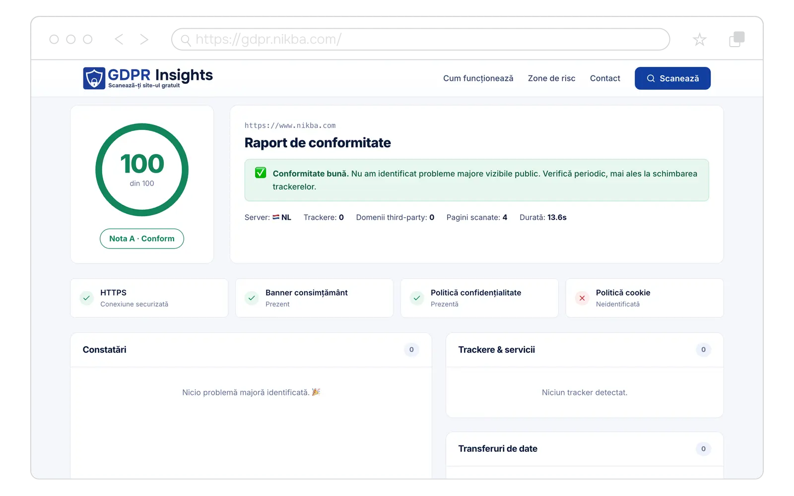 Scanner de conformitate GDPR